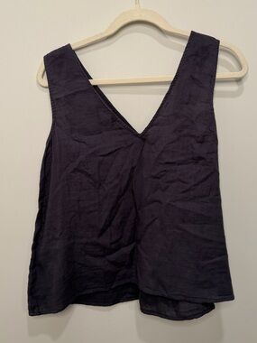 Calme Gray Blue Gauze 100% Cotton Drape Tank Top Size M NWT